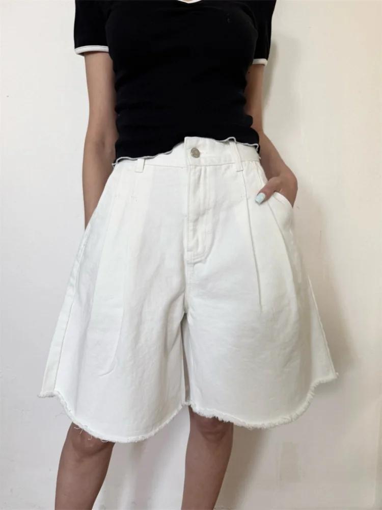 Summer Clothing Y2K - กางเกงยีนส์ขาสั้นทรงหลวมสไตล์ Y2K แฟชั่นปี 2026 สำหรับผู้หญิง เสื้อผ้าสไตล์เกาหลีลำลอง