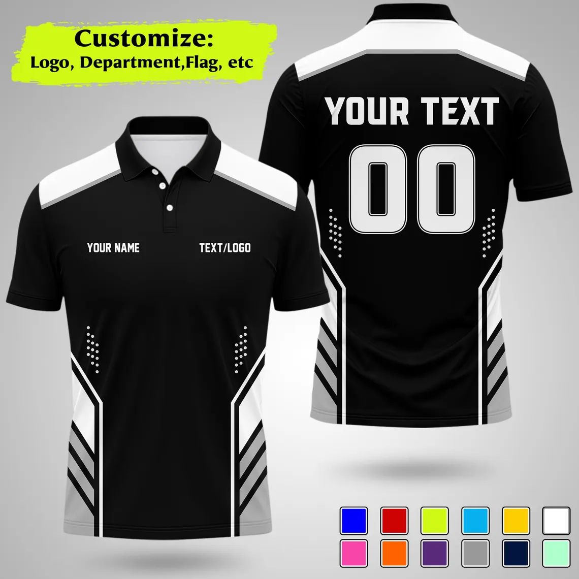 Summer Clothing Logo - เสื้อโปโลทีมแบบใหม่สั่งทำได้ พิมพ์ชื่อ โลโก้ และหมายเลข แห้งเร็ว แขนสั้น