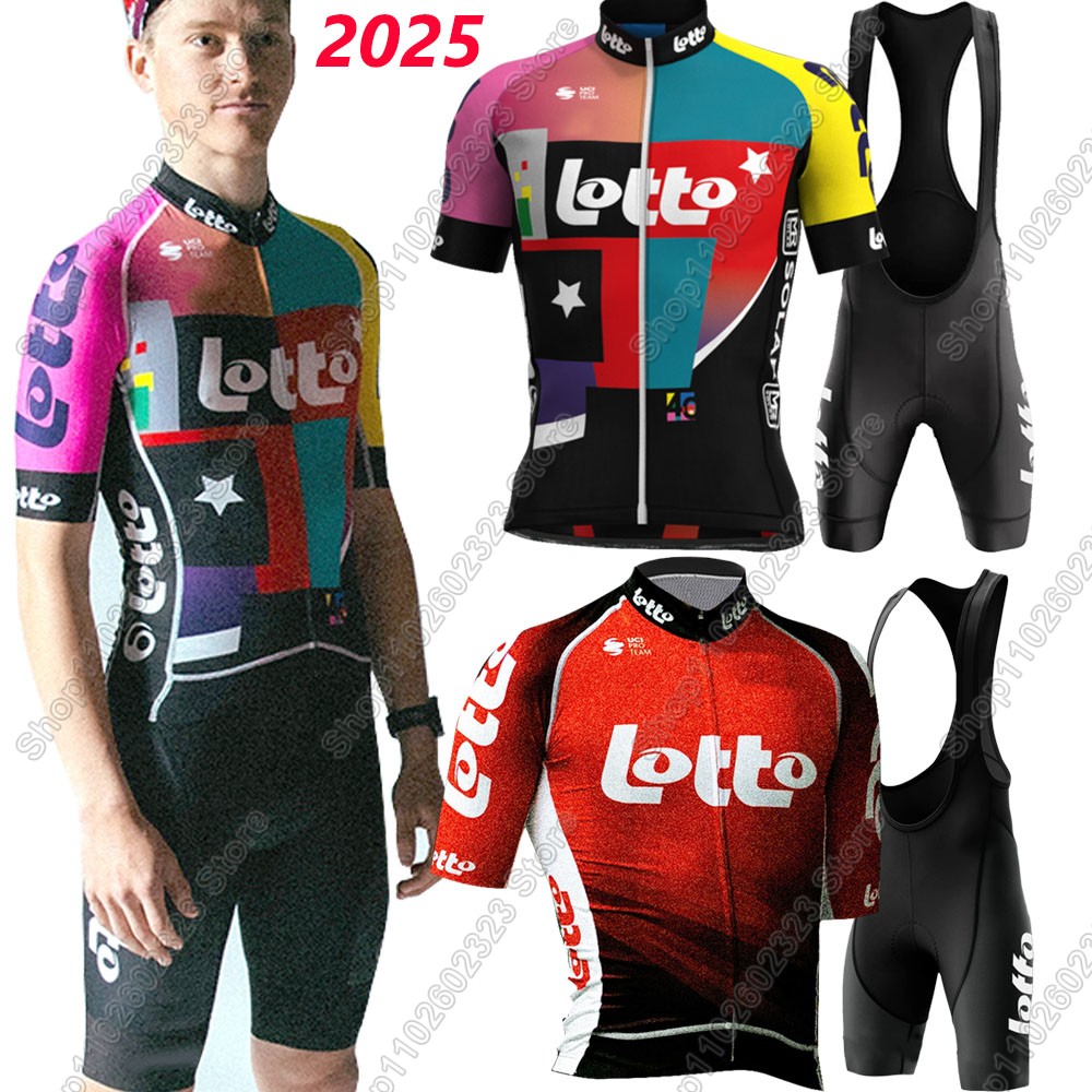 Summer Clothing Men 2025 - ทีมล็อตโต้2025ชุดขี่จักรยานJerseyฤดูร้อนเบลเยียมเสื้อผ้าผู้ชายชุดจักรยานเสื้อชุดจักรยานกางเกงขาสั้นMTBชุด