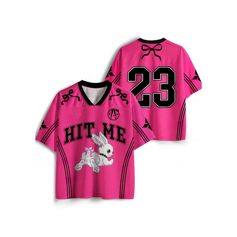 Summer Clothing Y2K - 2026 เสื้อยืดแขนสั้นกีฬานิวเจอร์ซีย์,เสื้อยืดแขนสั้นคอวี,แฟชั่นกีฬา Y2K 3D พิมพ์ลายแห้งเร็ว