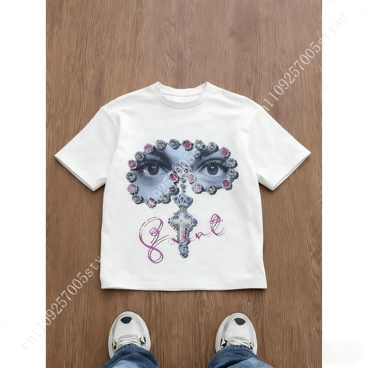 Summer Quilt - เสื้อยืดพิมพ์ลายกราฟิกทรงหลวมสำหรับผู้ชาย สไตล์ Y2K ลายตาไขว้ประดับอัญมณี ชุดลำลองสำหรับทุกฤดูกาล แฟชั่นสตรีทสำหรับทุกเพศ