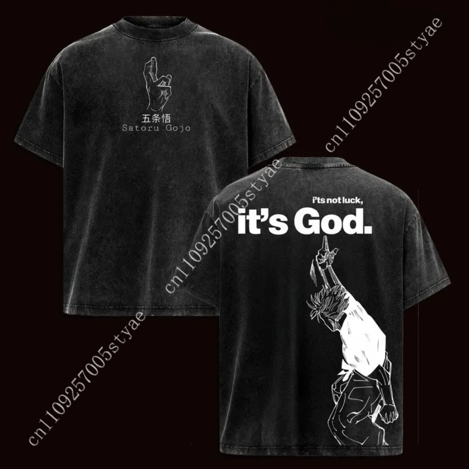 Yours Summer Clothing - เสื้อยืดลายอนิเมะโกโจ ซาโตรุ เสื้อผ้าผู้ชาย แขนสั้น ผ้าฝ้ายซักแล้ว เสื้อยืดลำลอง
