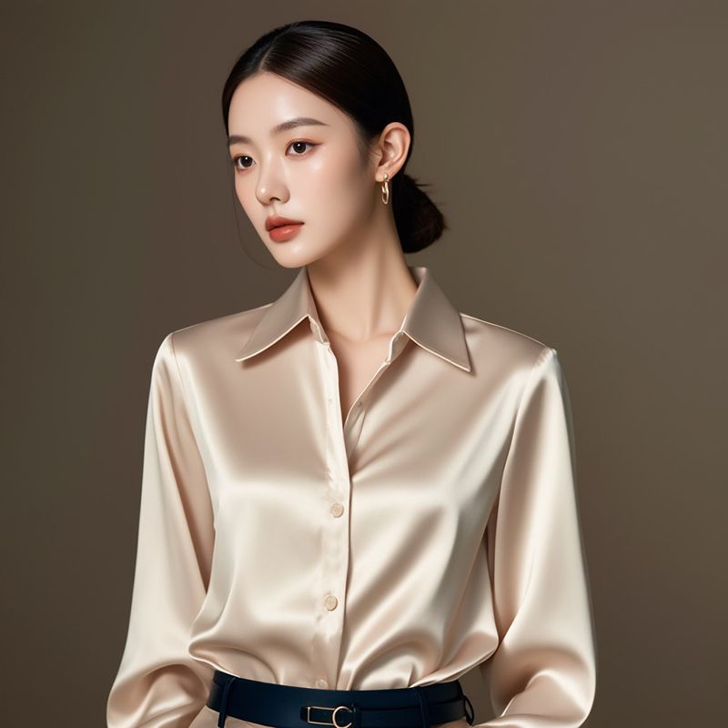 Summer Clothing Men 2025 - 2025 ฤดูร้อนผู้หญิงซาตินเสื้อElegantเสื้อแขนยาวOffice Ladyปุ่มเสื้อด้านบนหญิงเสื้อฤดูใบไม้ร่วง