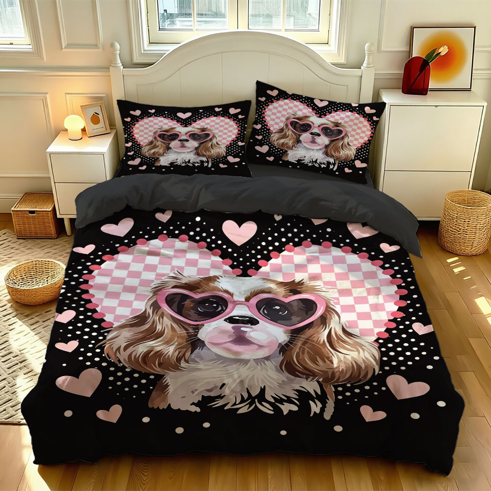 Summer Quilt - ชุดผ้านวมฤดูร้อนลายสุนัขน่ารัก 3 ชิ้น ชุดเครื่องนอนหลายขนาดสำหรับตกแต่งห้องนอนและหอพัก ซักด้วยเครื่องได้