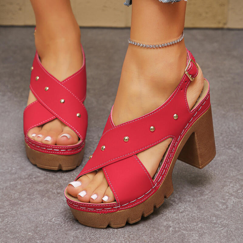 Summer Clothing Sale Women - รองเท้าส้นสูงแบบวินเทจ สายไขว้ สไตล์กลาดิเอเตอร์ สำหรับผู้หญิง ฤดูร้อน 2026