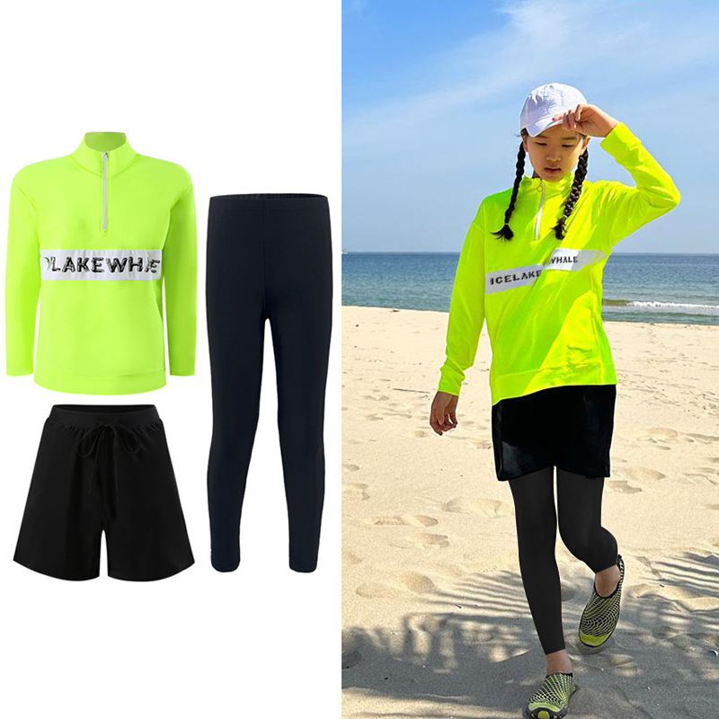 ชุดว่ายน้ำแขนยาวนีออน3ชิ้นชุดว - Rash Guard Long Sleeve บทวิจารณ์และราคา
