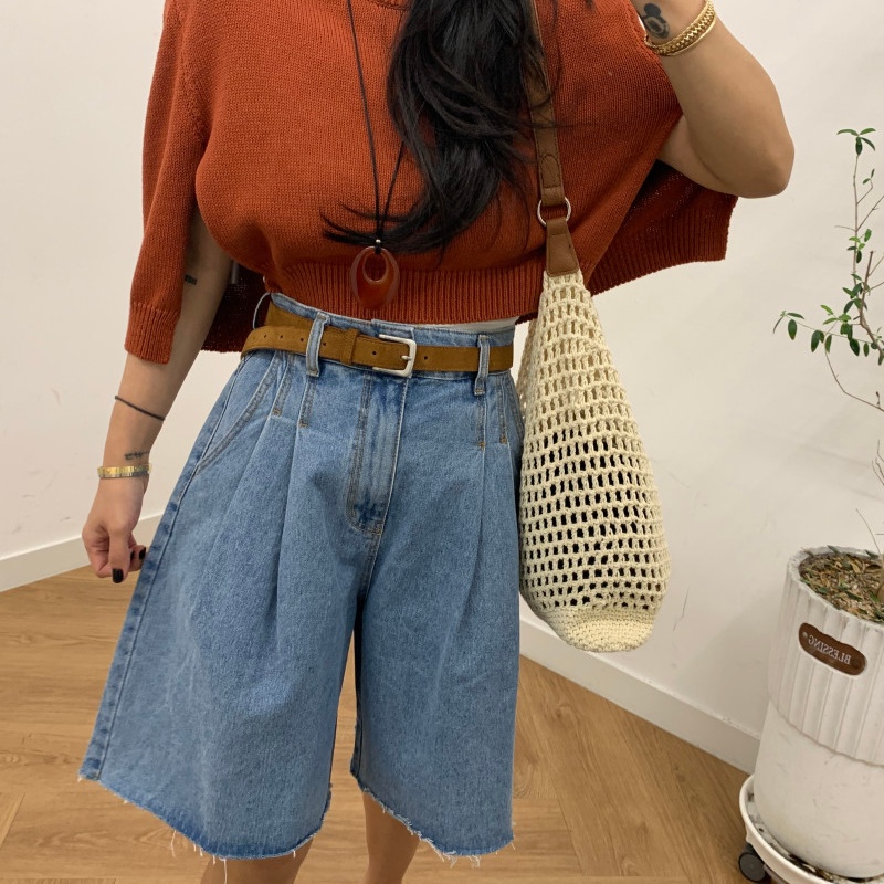 กางเกงยีนส์ขาสั้นทรงหลวมสไตล์  - Summer Clothing Y2K บทวิจารณ์และราคา