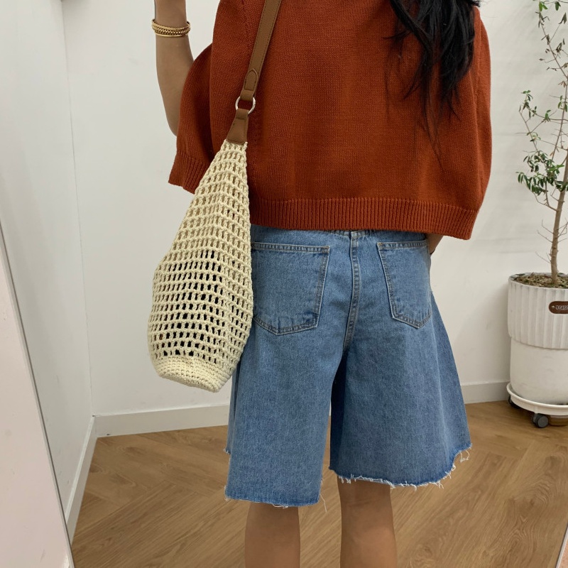 กางเกงยีนส์ขาสั้นทรงหลวมสไตล์  - Summer Clothing Y2K บทวิจารณ์และราคา