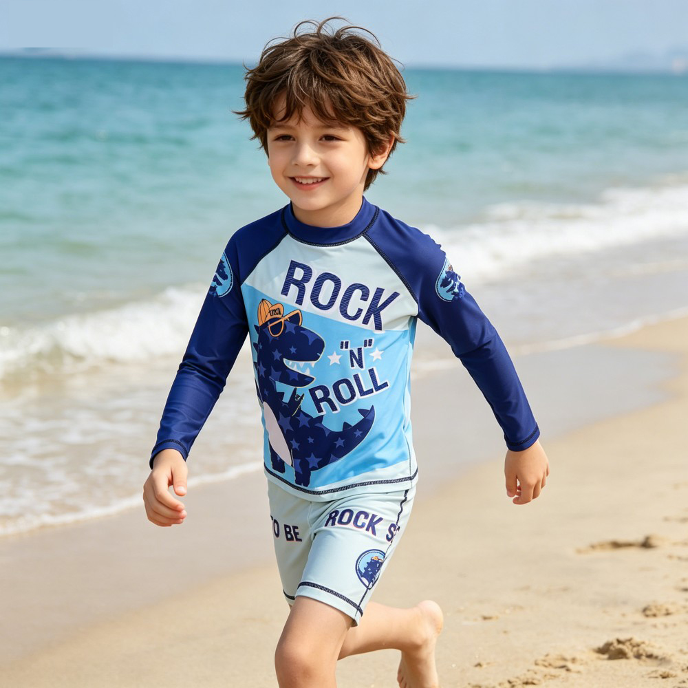 2 ชิ้นชุดว่ายน้ำแขนยาวสำหรับเด - Rash Guard Long Sleeve บทวิจารณ์และราคา