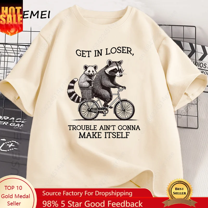 เสื้อยืด Get in Loser ลายแรคคู - Yours Summer Clothing บทวิจารณ์และราคา