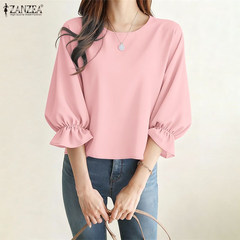 ZANZEA เสื้อเบลาส์แขนพอง 3/4 ส - Summer De Clothing บทวิจารณ์และราคา