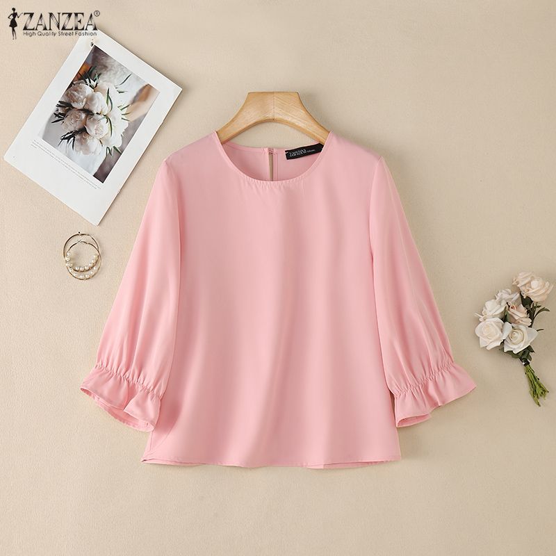 ZANZEA เสื้อเบลาส์แขนพอง 3/4 ส - Summer De Clothing บทวิจารณ์และราคา