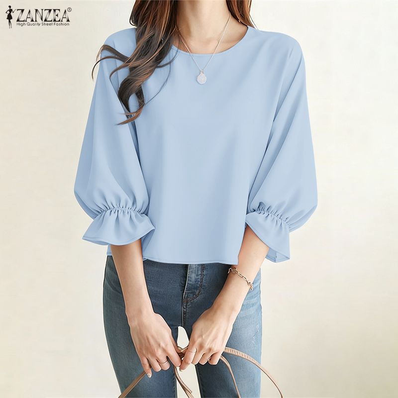 ZANZEA เสื้อเบลาส์แขนพอง 3/4 ส - Summer De Clothing บทวิจารณ์และราคา