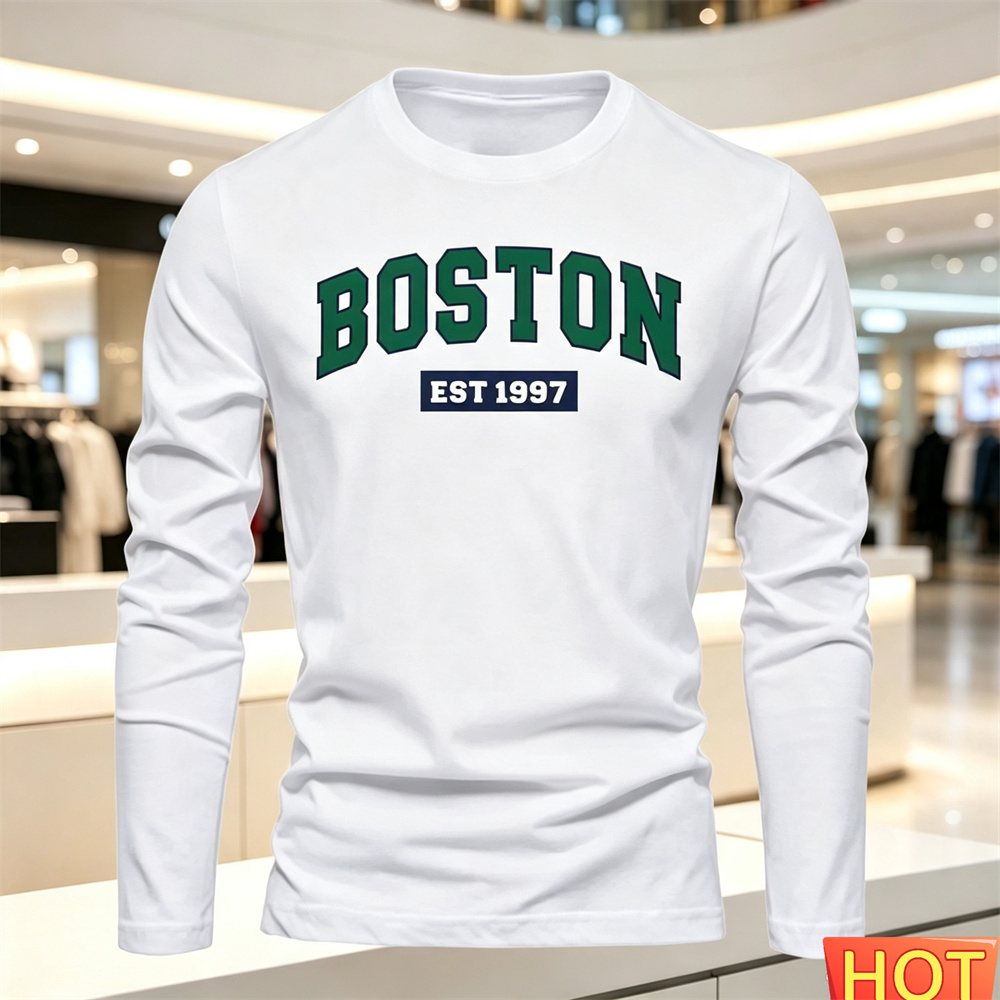 เสื้อยืดแขนยาวผู้ชายลายตัวอักษ - Summer Clothing Y2K บทวิจารณ์และราคา