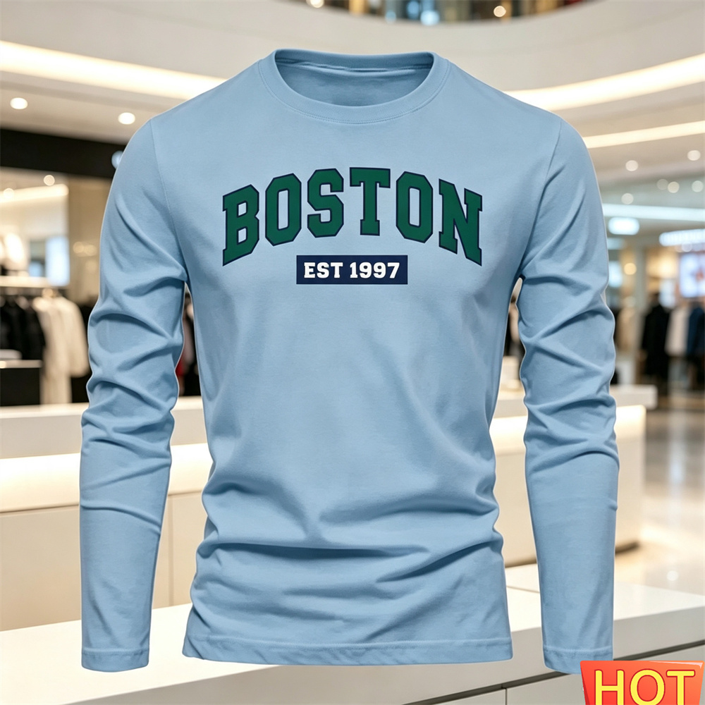 เสื้อยืดแขนยาวผู้ชายลายตัวอักษ - Summer Clothing Y2K บทวิจารณ์และราคา