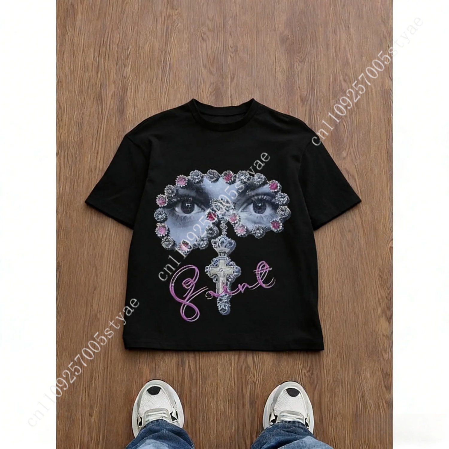เสื้อยืดพิมพ์ลายกราฟิกทรงหลวมส - Summer Quilt บทวิจารณ์และราคา