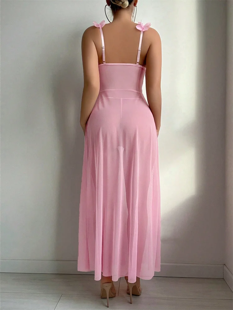 ชุดนอนซีทรูลูกไม้สีชมพู ชุดชั้ - Summer Clothing Ladies บทวิจารณ์และราคา