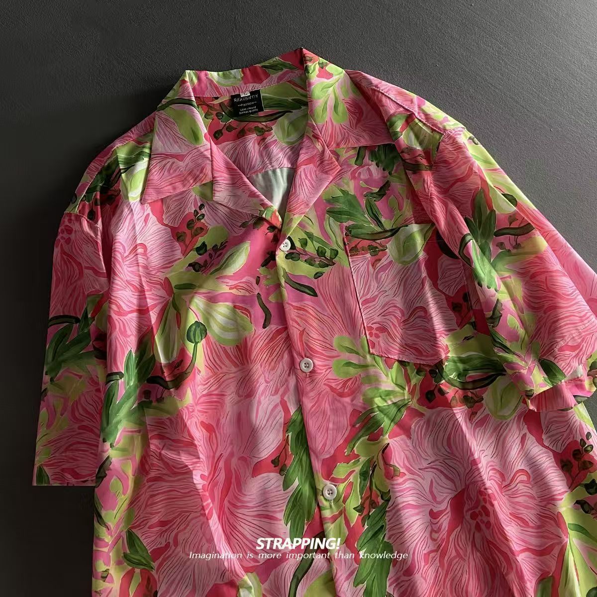 สีชมพู Graffiti ดอกไม้ Cuban C - Summer Clothing Men 2025 บทวิจารณ์และราคา