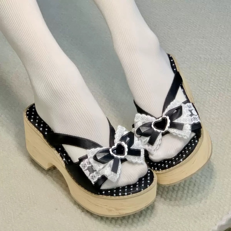 รองเท้าแตะพื้นหนาลายไม้ Sweet  - Summer Clothing Ladies บทวิจารณ์และราคา