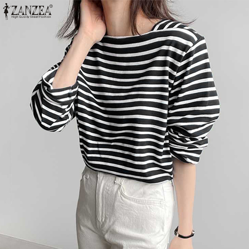 ZANZEA เสื้อเชิ้ตลายทางลำลองสำ - Summer De Clothing บทวิจารณ์และราคา