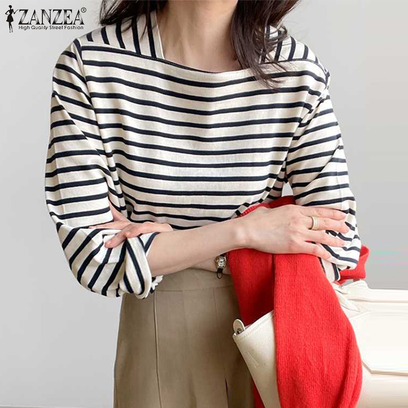 ZANZEA เสื้อเชิ้ตลายทางลำลองสำ - Summer De Clothing บทวิจารณ์และราคา